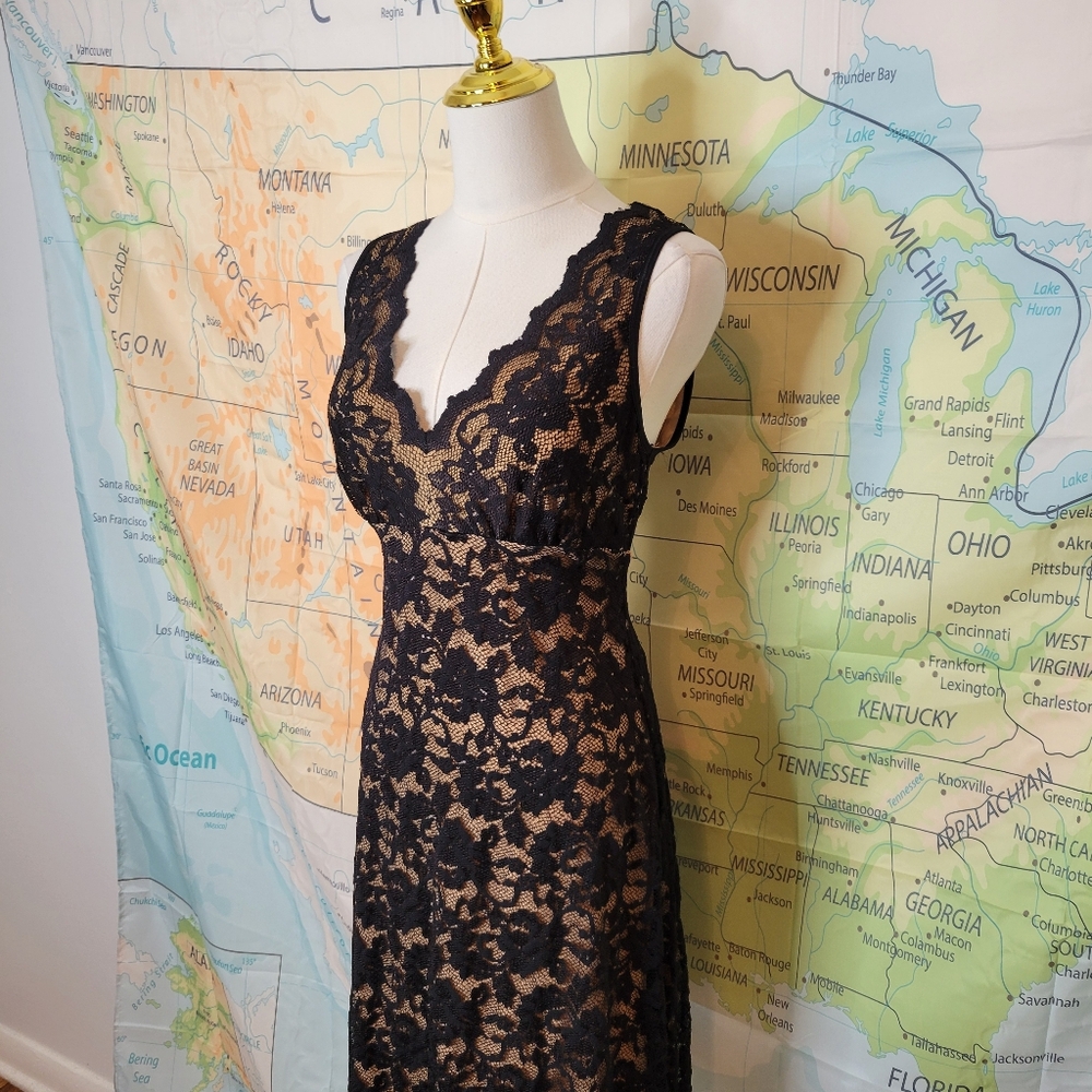 Karen Kane Black Lace Sleeveless V-neck Dress Size M - Picture 4 of 16